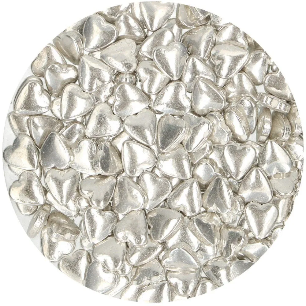 Strössel Hjärtan Metallic Silver - 80g
