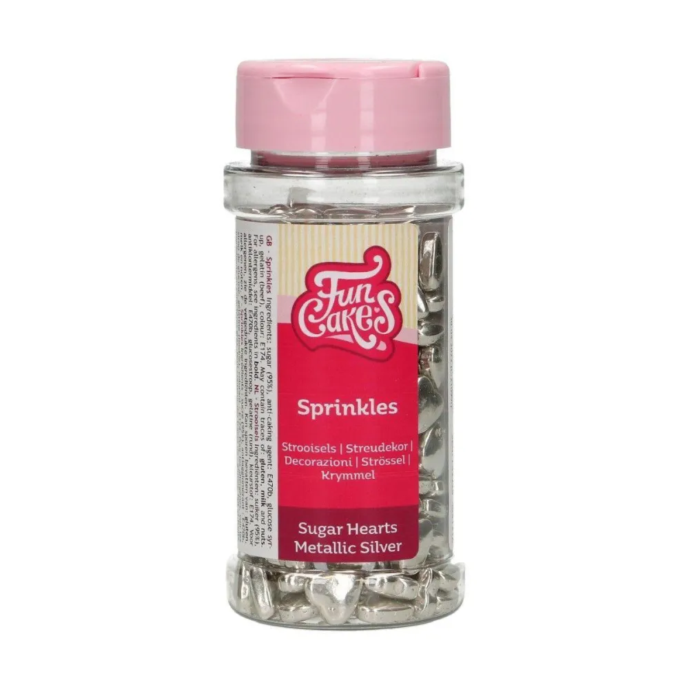 Strössel Hjärtan Metallic Silver - 80g