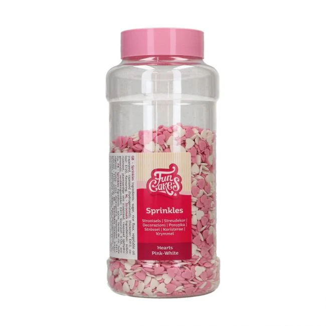 Strössel Hjärtan Rosa & Vita - 450g