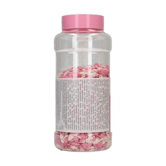 Strössel Hjärtan Rosa & Vita - 450g