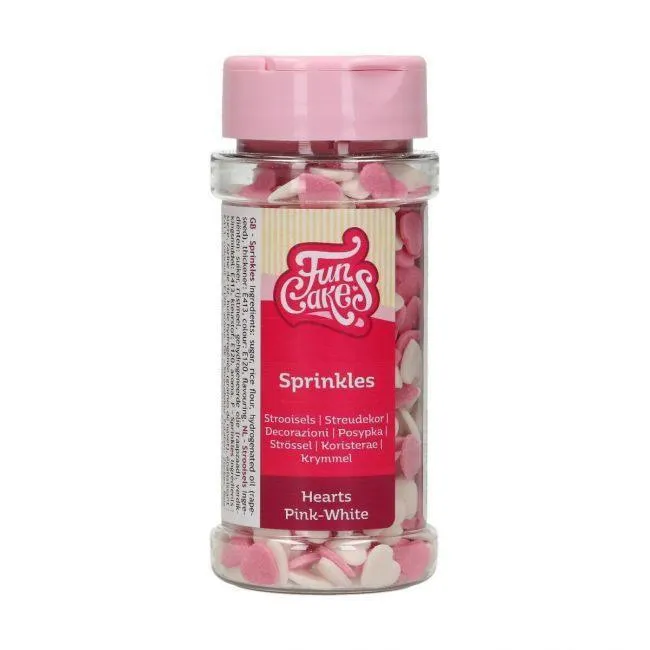 Strössel Hjärtan Rosa & Vita - 60g