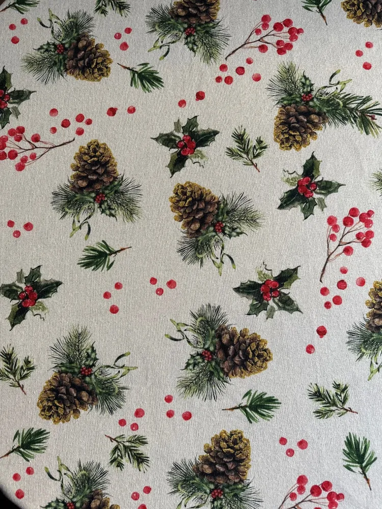 Christmas Motive Golden Tallträ Round Tablecloth 75in