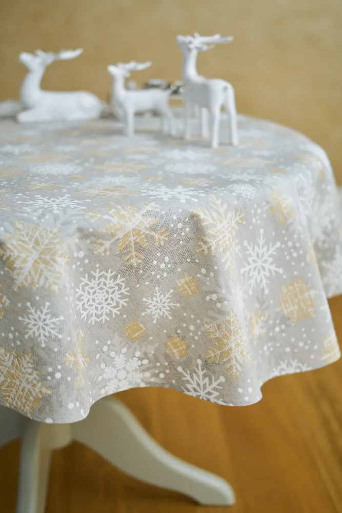 Christmas Motive Snowflakes Round Tablecloth 75in