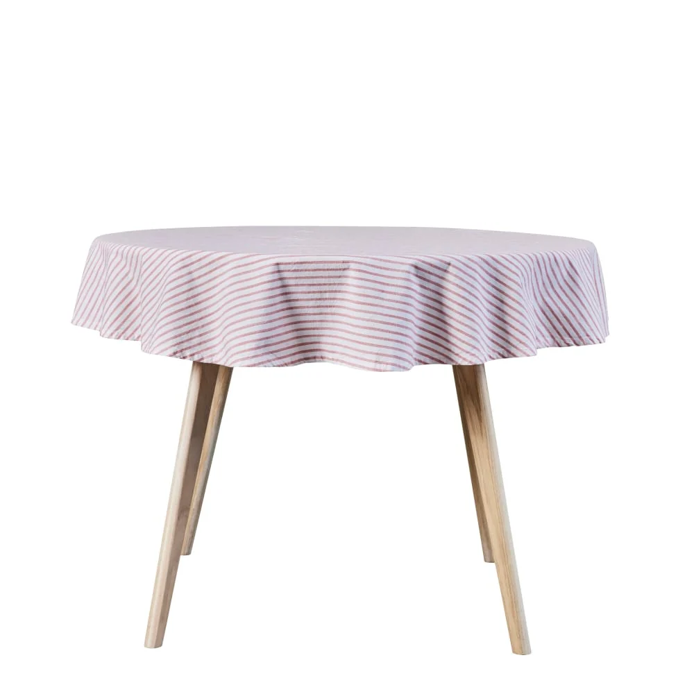 Linen Blend Olivia rund duk Ø140 cm, Off White / Peach
