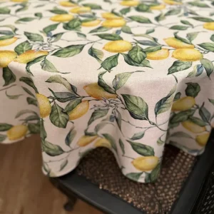 Quick-Dry Round Tablecloth - Lemon Linen 75in