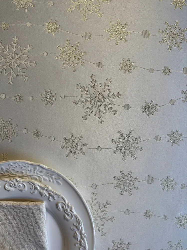 Rectangular Tablecloth - Golden Snowfall Formal Dining 330