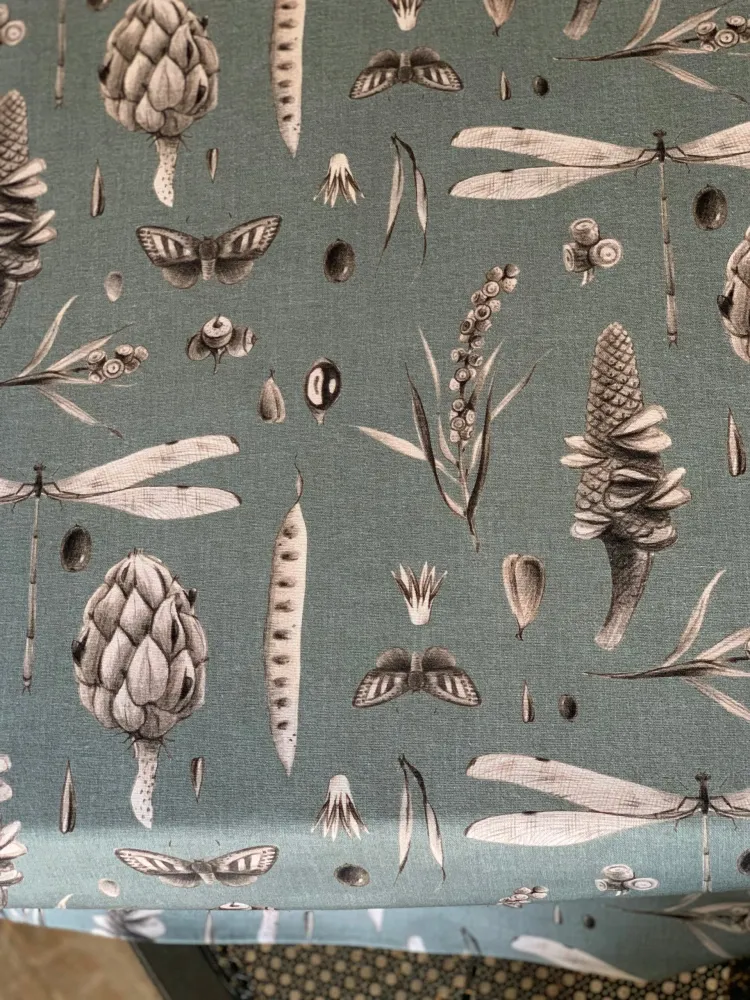 Rectangular Tablecloth - Seeds Aqua Non-Slip Backing 330
