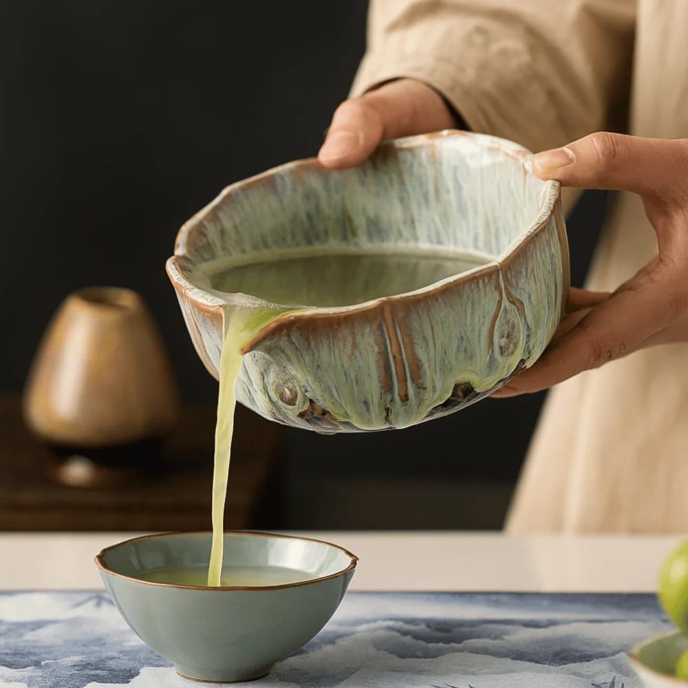 Artisan Matcha Place 8-delar – Handgjord Keramikskål (550ml), Bambusvisp & Sikt – Japanskt Teceremonigåvoset Glaserat