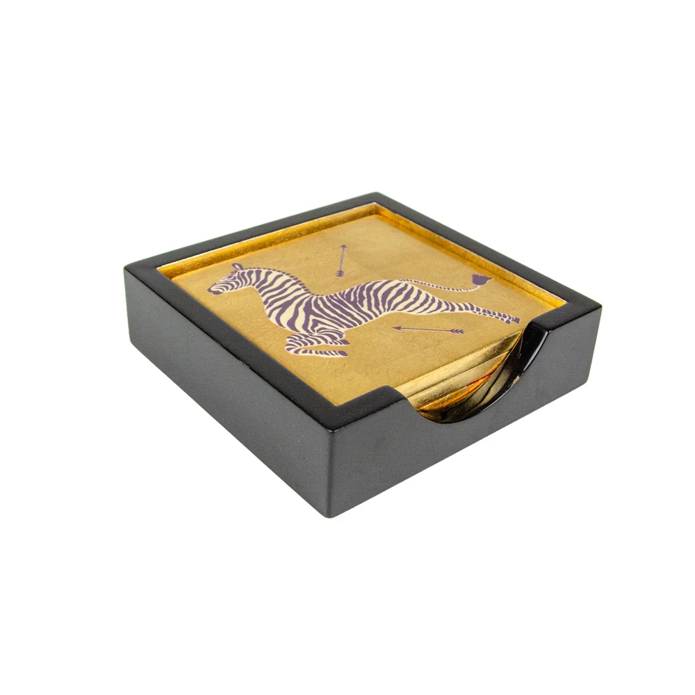 Drink Coaster, Laquer Zebras Gilded