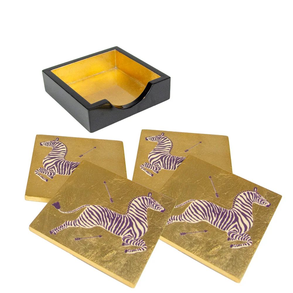 Drink Coaster, Laquer Zebras Gilded