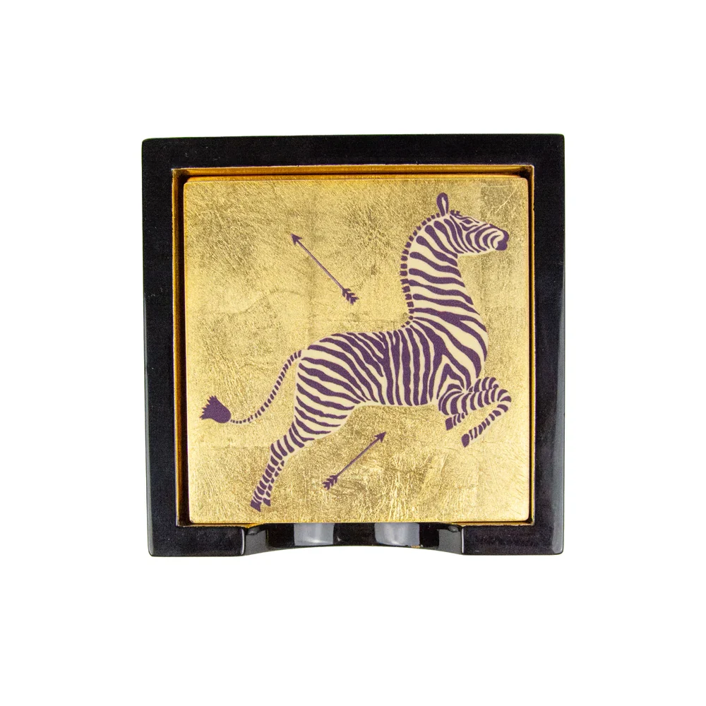Drink Coaster, Laquer Zebras Gilded
