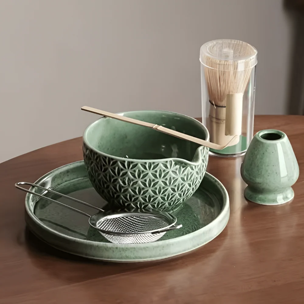 Premium Japanskt Matcha Te Ordna – Keramik- och Bambustillbehör för Autentiska Tezeremonier – Inkluderar 500ml Matchaskål,...