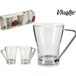Vivalto - Föredragen Kaffeglas Med Rostfri Hållare 240Ml 11,5X8,5X9,5Cm