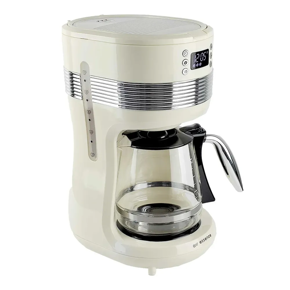 Air Essence Filterkaffebryggare - 1,4 liter kapacitet i polished gräddfärg med Aroma Overflow-funktion för att förstärka s...