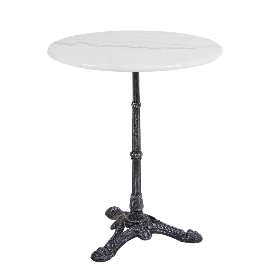 Loire cafebord – Pärla marmor/svart Ø60×H72 cm