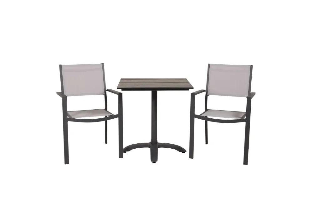 Matgrupp Venture Home Colorado Cafébord 70x70 cm Ebenholts med 2st Copacabana Stolar