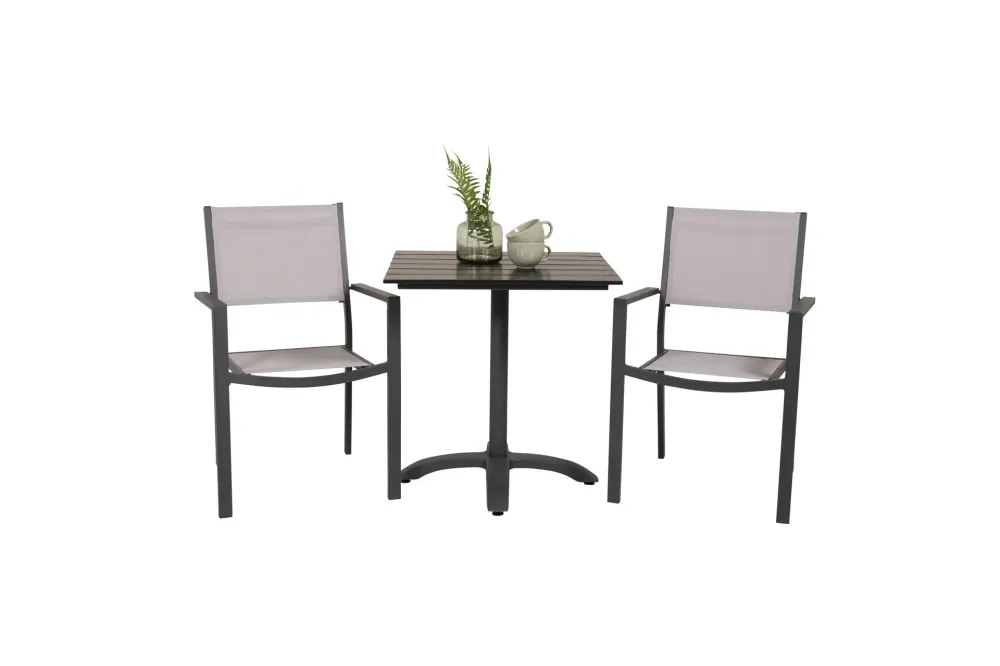Matgrupp Venture Home Colorado Cafébord 70x70 cm Ebenholts med 2st Copacabana Stolar