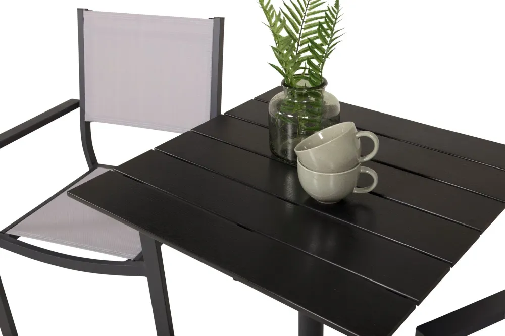 Matgrupp Venture Home Colorado Cafébord 70x70 cm Ebenholts med 2st Copacabana Stolar