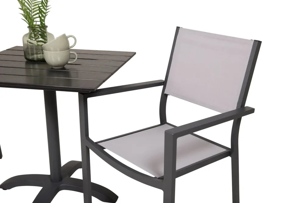 Matgrupp Venture Home Colorado Cafébord 70x70 cm Ebenholts med 2st Copacabana Stolar