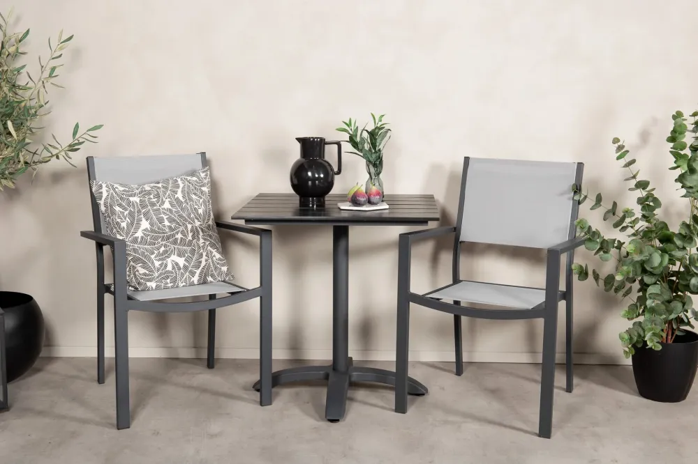 Matgrupp Venture Home Colorado Cafébord 70x70 cm Ebenholts med 2st Copacabana Stolar