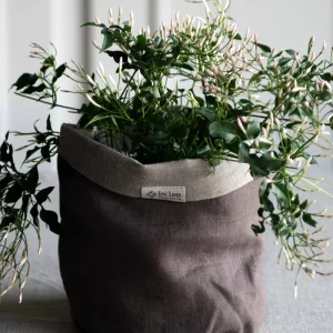 Tygkorg i naturlinne, Coffee | Epic Linen