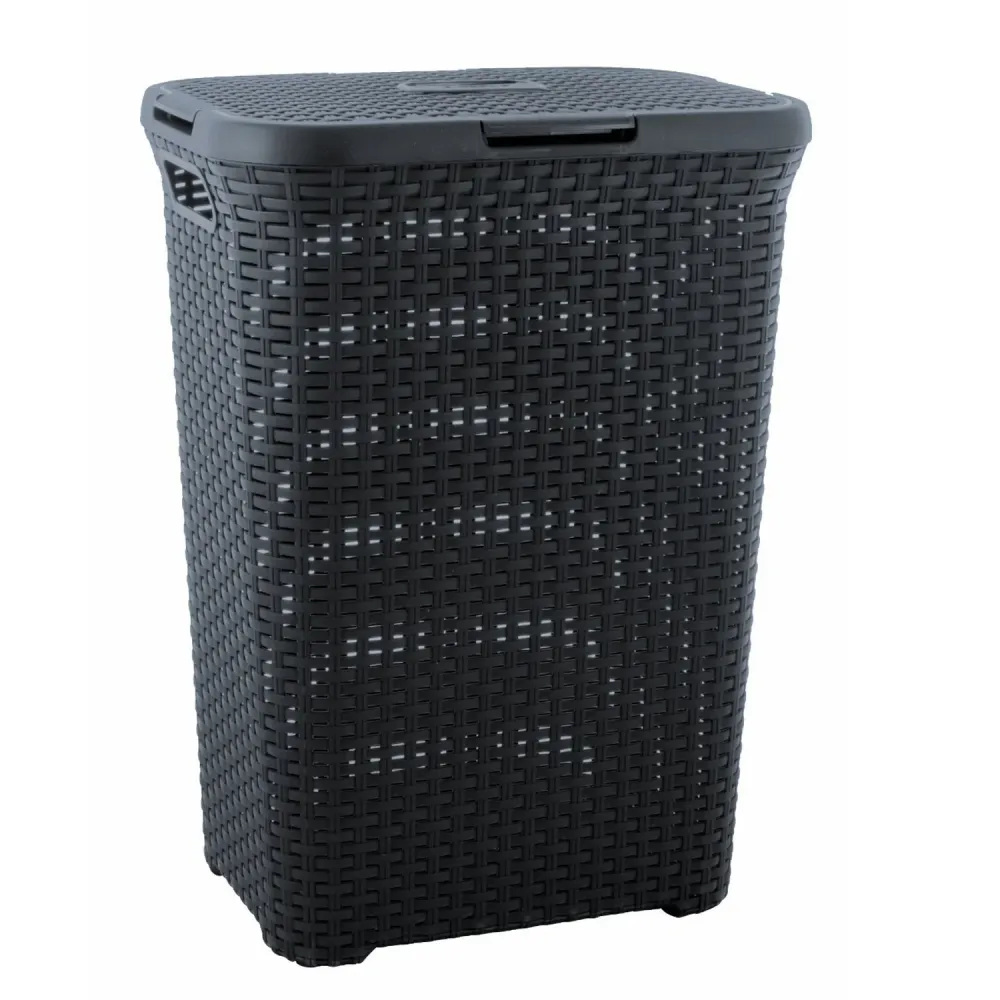 Curver tvättkorg, genombruten design, 60 liter, mörkgrå, Natural Style