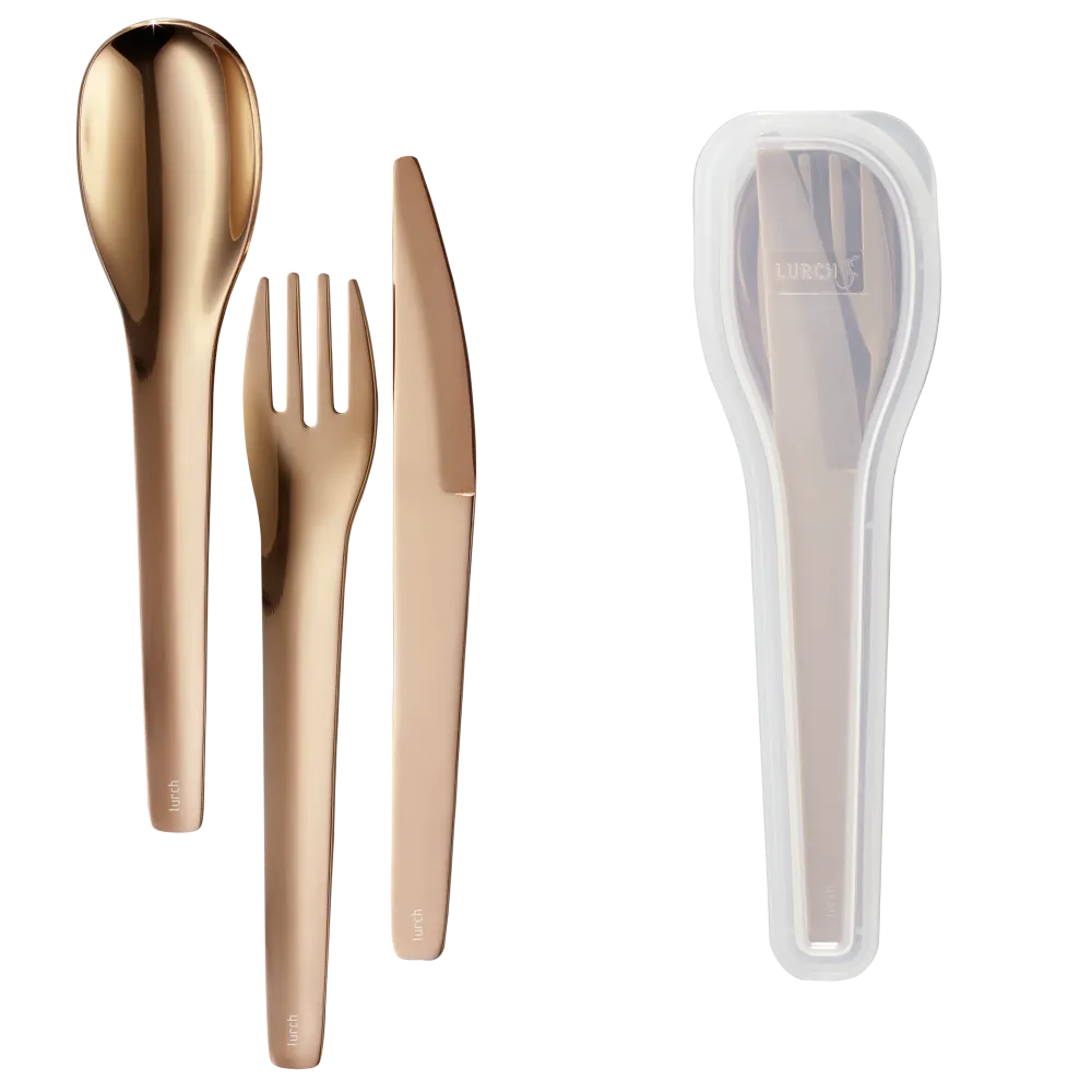 Lurch Bestiksæt To-Go rustfrit - stål / bronze med opbevaringsboks