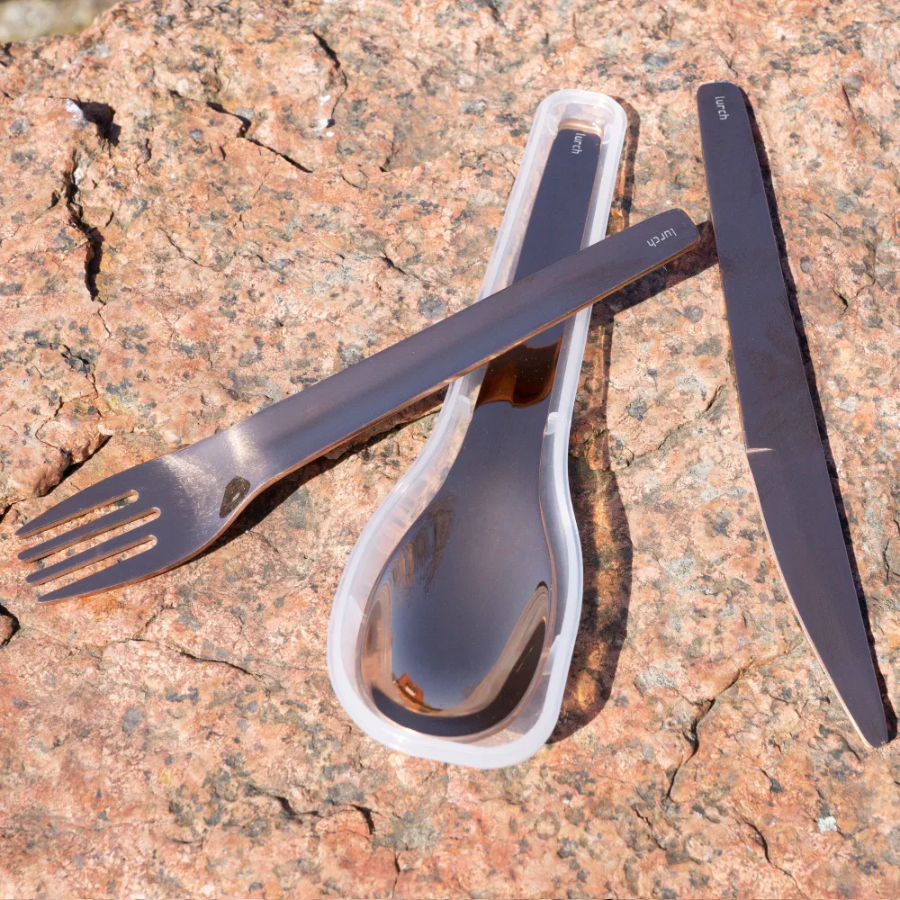 Lurch Bestiksæt To-Go rustfrit - stål / bronze med opbevaringsboks