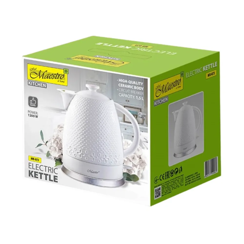 Maestro MR-073 Keramisk Vattenkokare 1,5L Snö 1200W