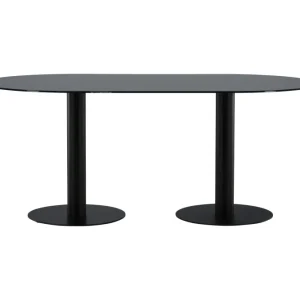Matbord Venture Home Pillan Ovalt 100x180 cm Kolsvart Glas Marmor