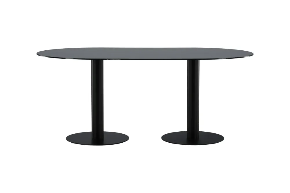 Matbord Venture Home Pillan Ovalt 100x180 cm Kolsvart Glas Marmor