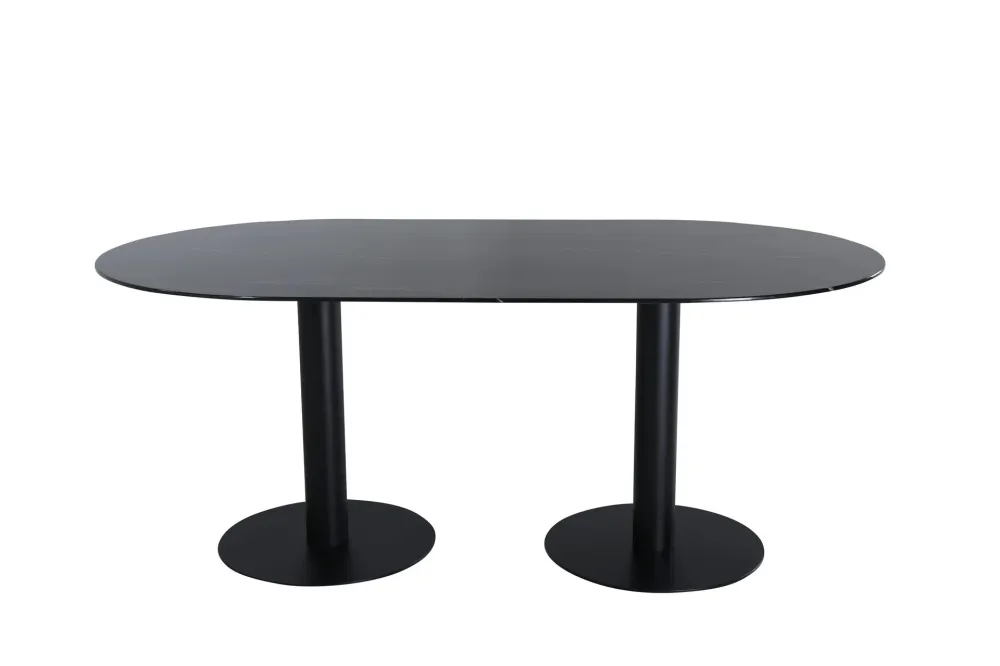 Matbord Venture Home Pillan Ovalt 100x180 cm Kolsvart Glas Marmor