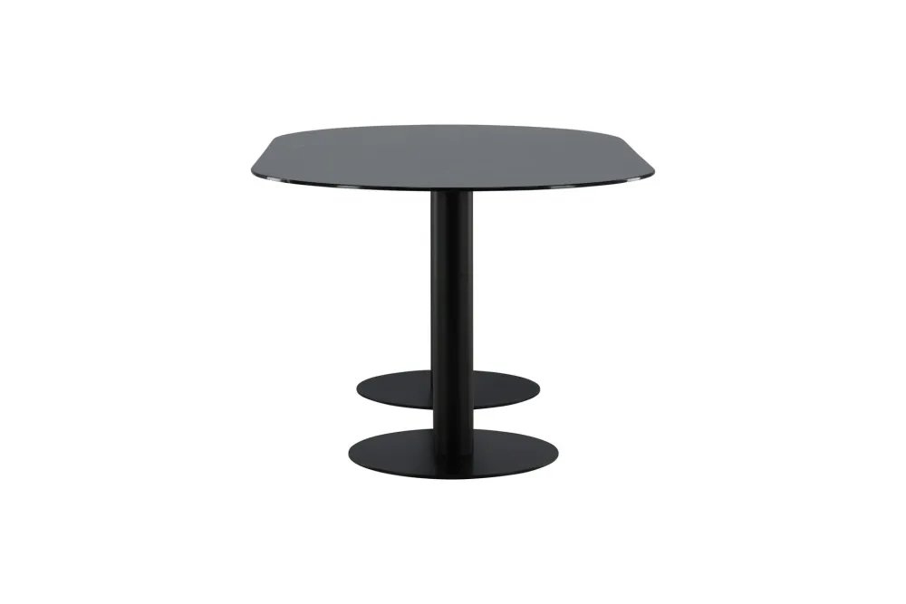 Matbord Venture Home Pillan Ovalt 100x180 cm Kolsvart Glas Marmor
