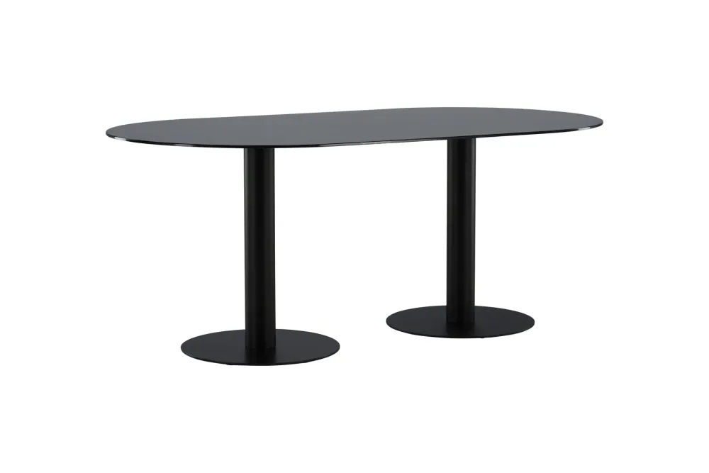 Matbord Venture Home Pillan Ovalt 100x180 cm Kolsvart Glas Marmor