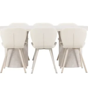 Matgrupp Venture Home Narvik 100x200 cm Taupe med 6st Lilja Stolar