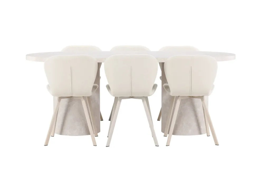 Matgrupp Venture Home Narvik 100x200 cm Taupe med 6st Lilja Stolar