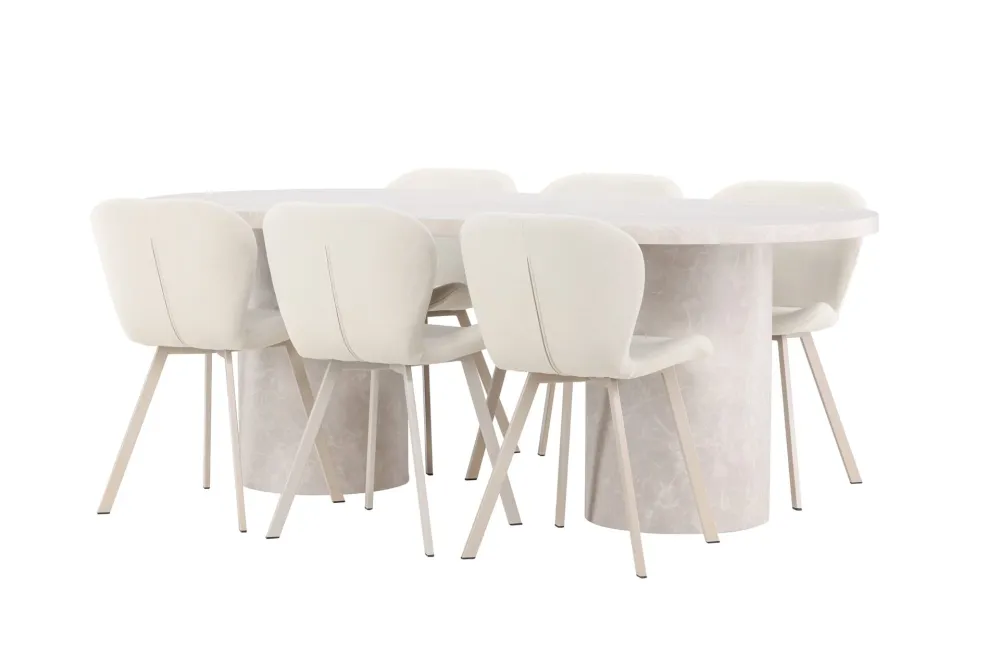 Matgrupp Venture Home Narvik 100x200 cm Taupe med 6st Lilja Stolar