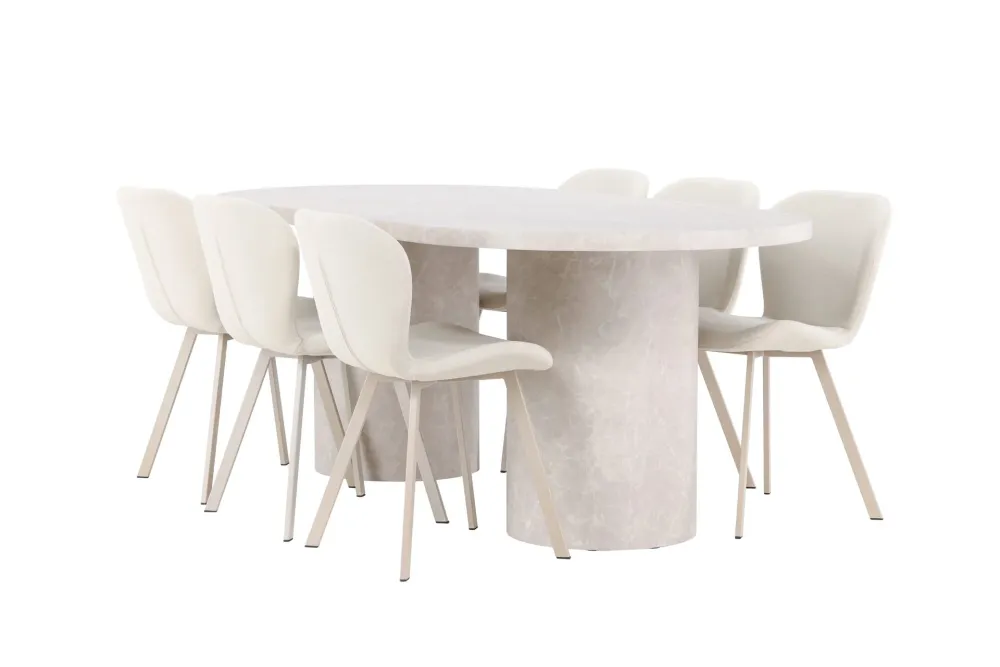 Matgrupp Venture Home Narvik 100x200 cm Taupe med 6st Lilja Stolar