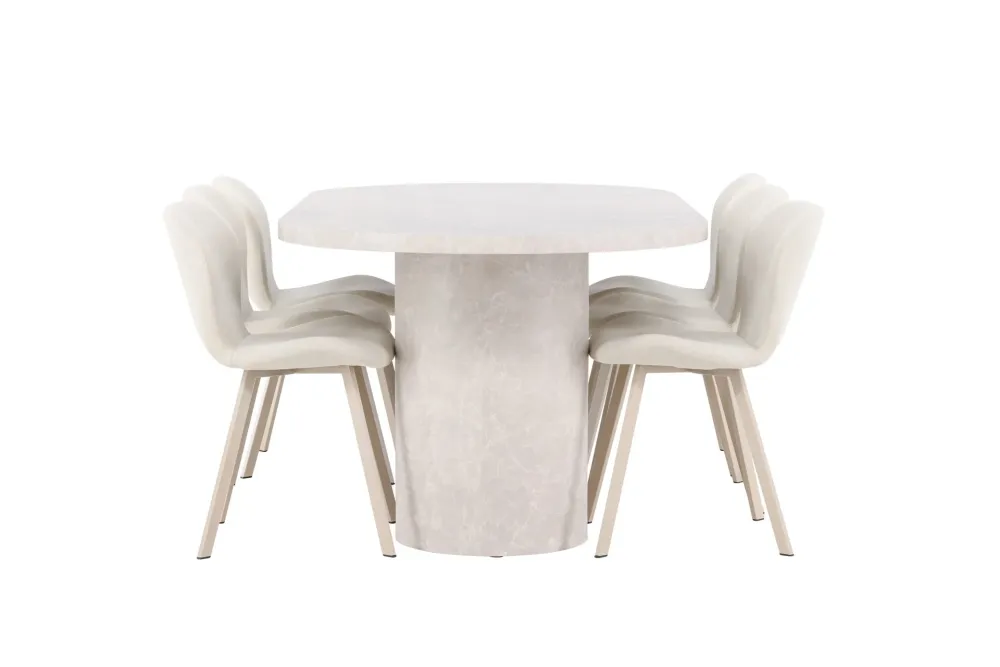 Matgrupp Venture Home Narvik 100x200 cm Taupe med 6st Lilja Stolar