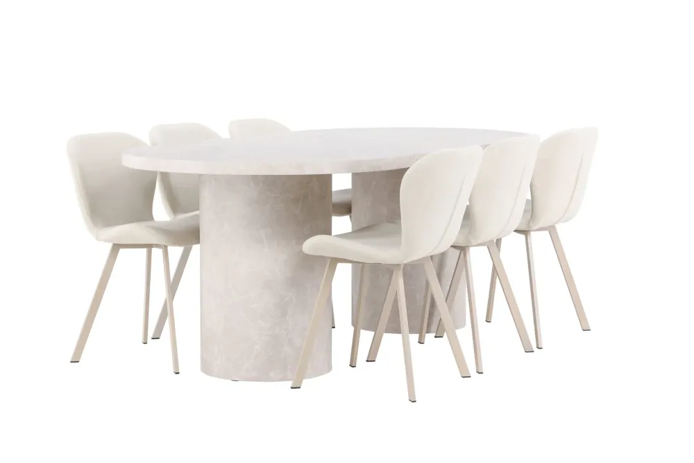 Matgrupp Venture Home Narvik 100x200 cm Taupe med 6st Lilja Stolar