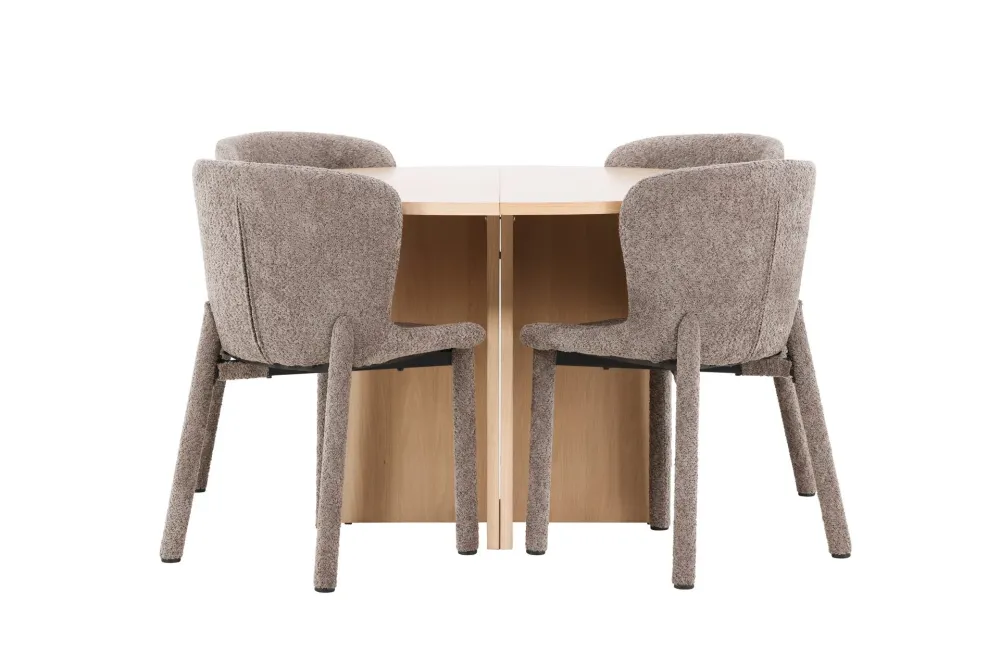 Matgrupp Venture Home Strada Runt 120/170 cm Snö med Astoria Stolar