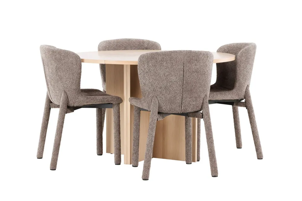Matgrupp Venture Home Strada Runt 120/170 cm Snö med Astoria Stolar
