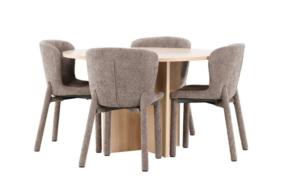 Matgrupp Venture Home Strada Runt 120/170 cm Snö med Astoria Stolar