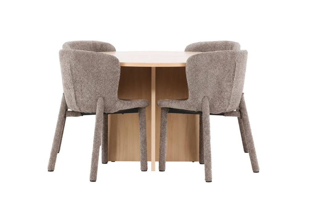Matgrupp Venture Home Strada Runt 120/170 cm Snö med Astoria Stolar