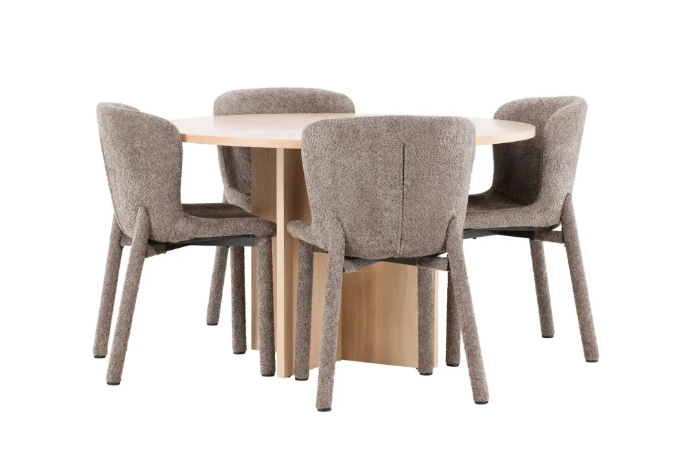 Matgrupp Venture Home Strada Runt 120/170 cm Snö med Astoria Stolar