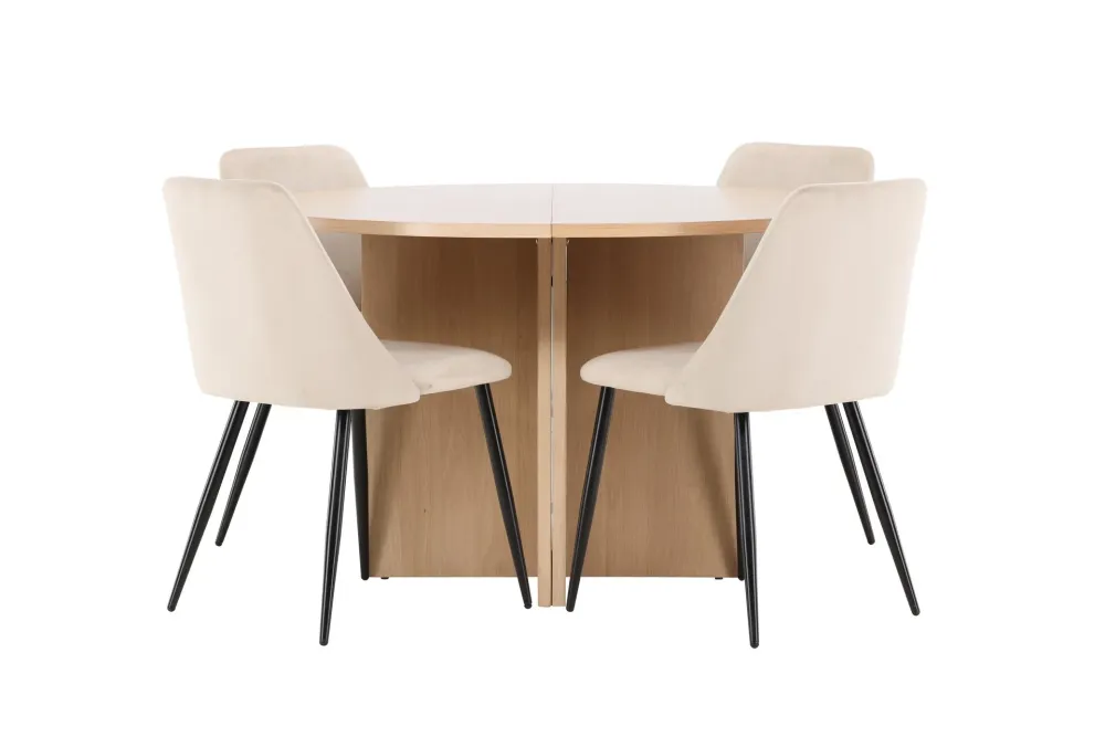 Matgrupp Venture Home Strada Runt 120/170 cm med Night Stolar