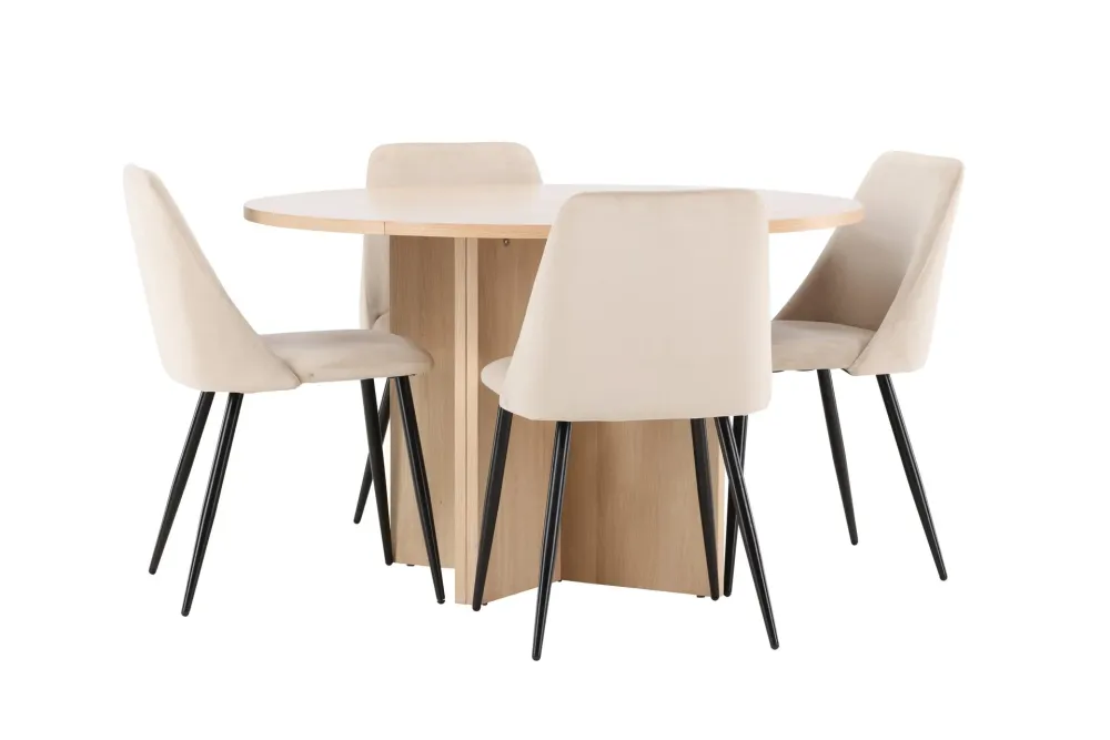 Matgrupp Venture Home Strada Runt 120/170 cm med Night Stolar