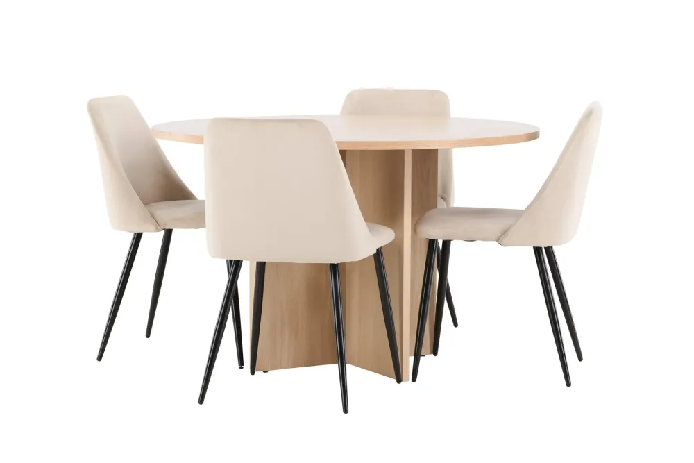Matgrupp Venture Home Strada Runt 120/170 cm med Night Stolar