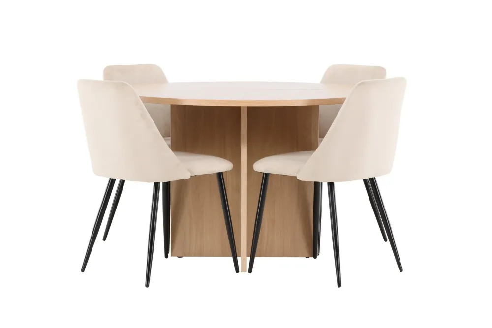 Matgrupp Venture Home Strada Runt 120/170 cm med Night Stolar