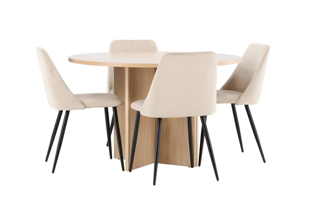 Matgrupp Venture Home Strada Runt 120/170 cm med Night Stolar